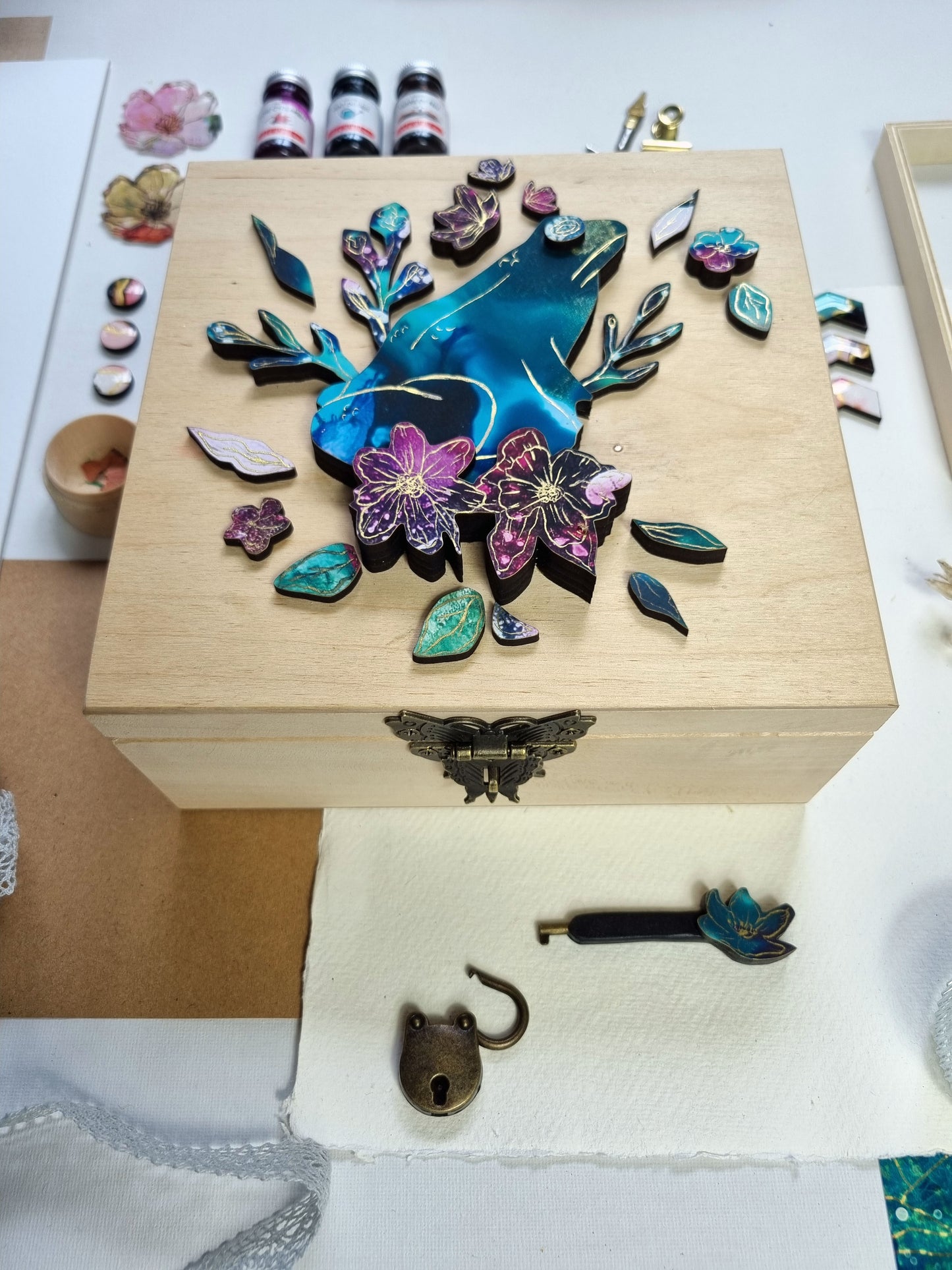 Frog and Florals - Secret Key Keepsake Jewellery Box