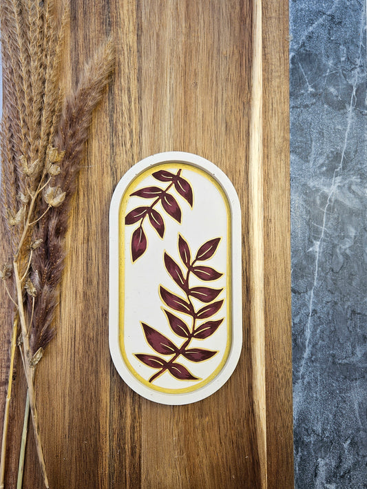 Hand Painted Eco Trinket Dish - Brown Gold Leaves