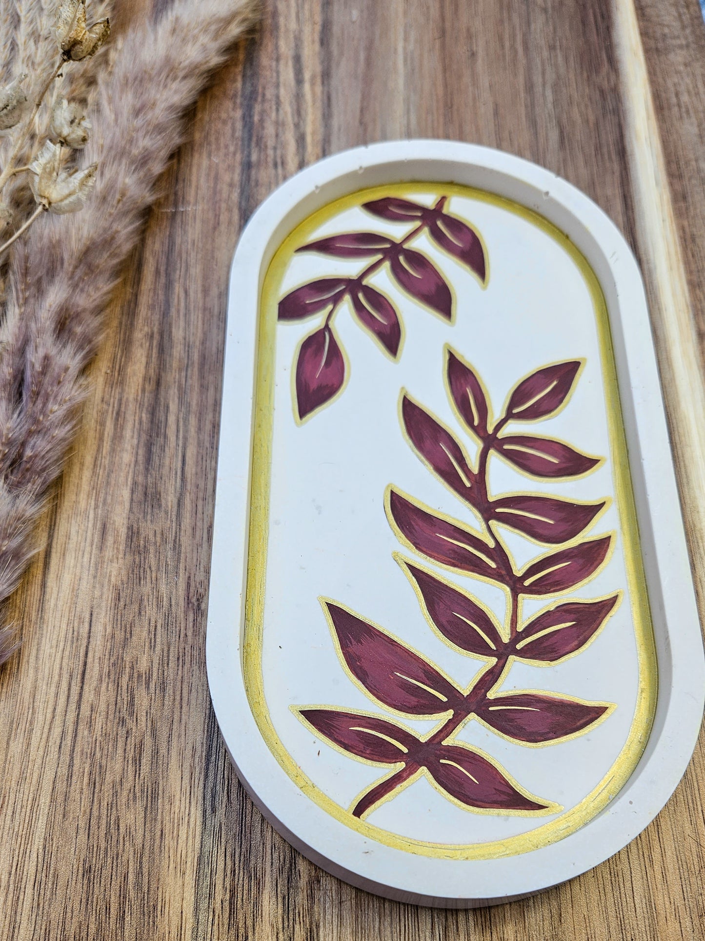 Hand Painted Eco Trinket Dish - Brown Gold Leaves