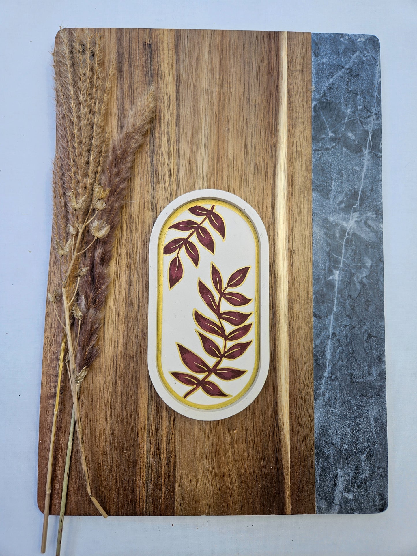 Hand Painted Eco Trinket Dish - Brown Gold Leaves