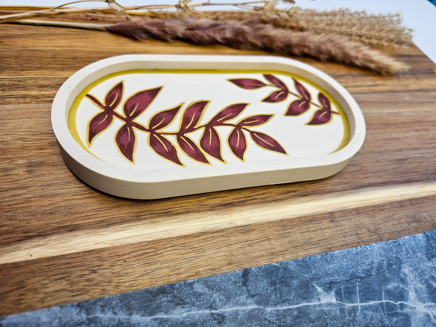 Hand Painted Eco Trinket Dish - Brown Gold Leaves