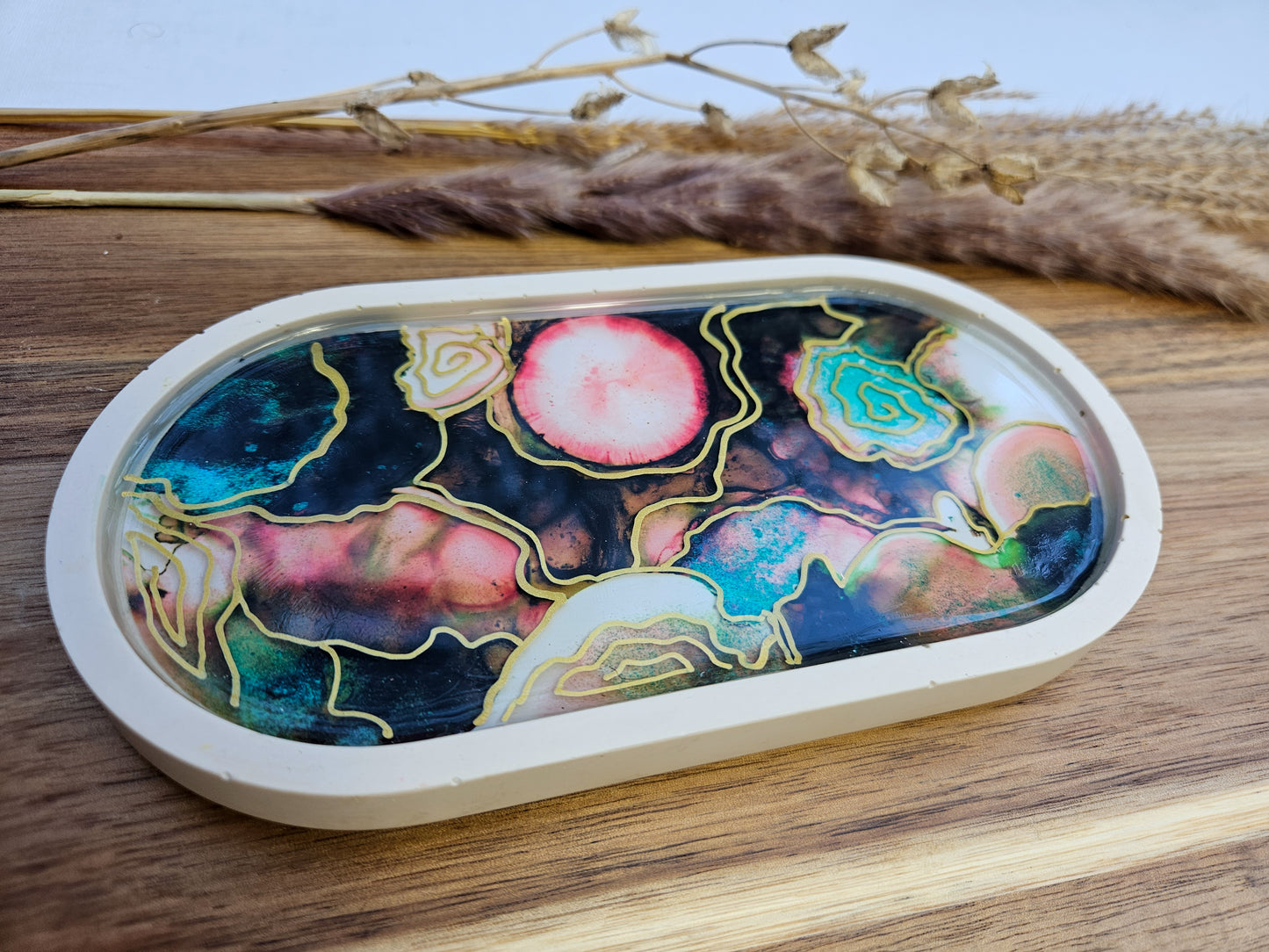 Glossy Luxe Trinket Dish - Inky Pools II