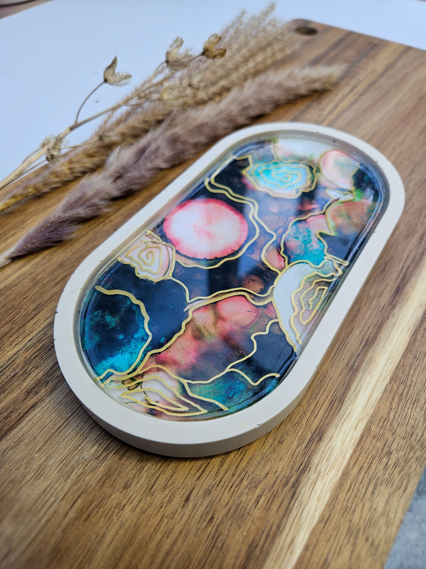 Glossy Luxe Trinket Dish - Inky Pools II