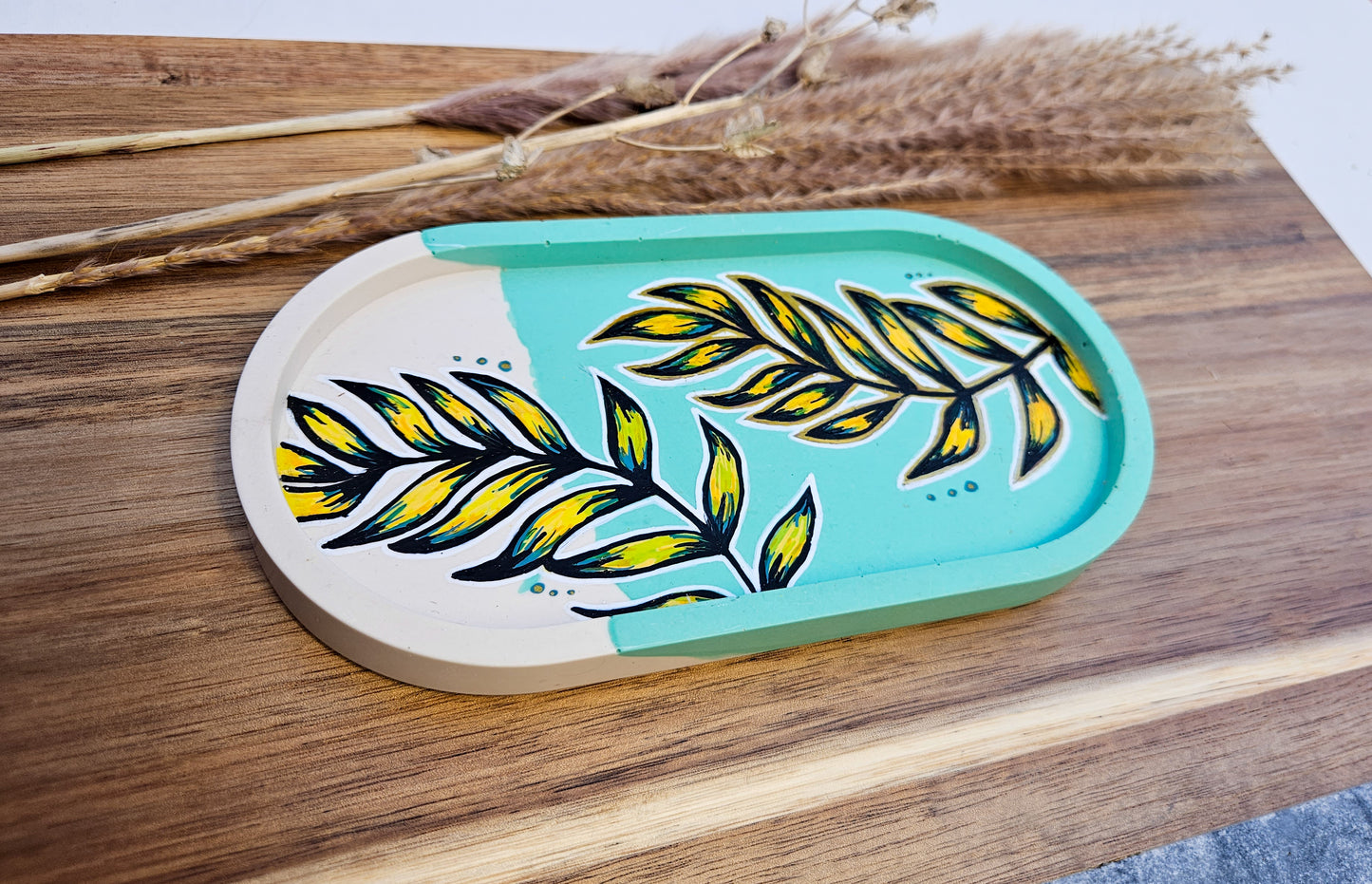 Hand Painted Eco Trinket Dish - Vibrant Leaves