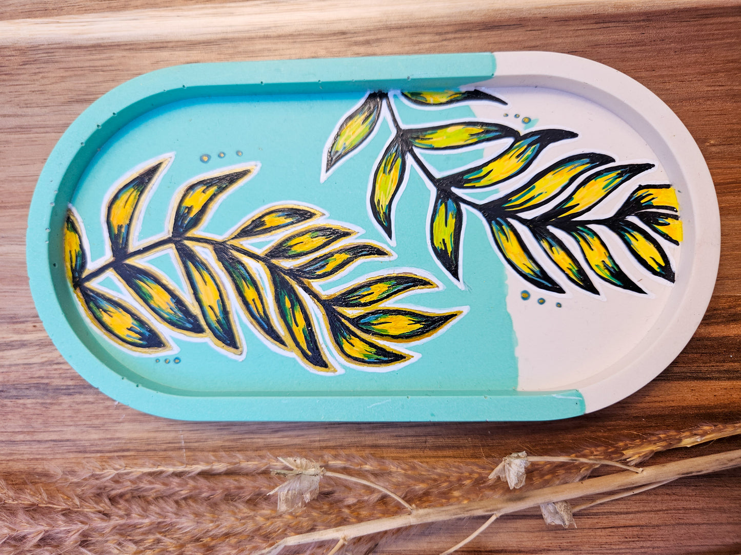 Hand Painted Eco Trinket Dish - Vibrant Leaves