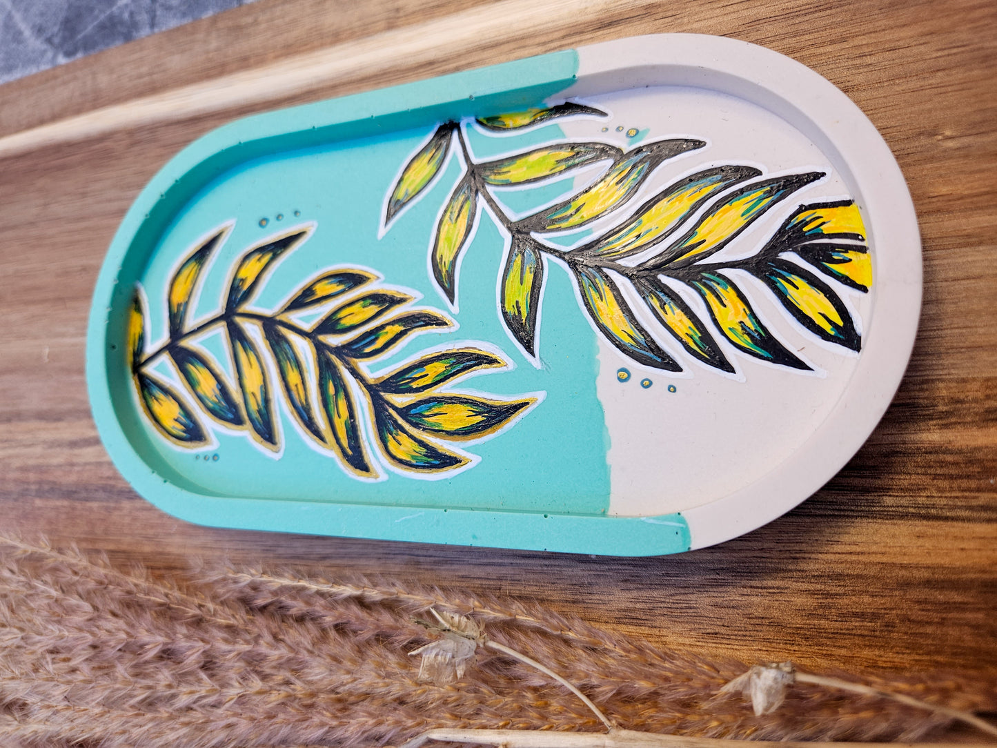 Hand Painted Eco Trinket Dish - Vibrant Leaves