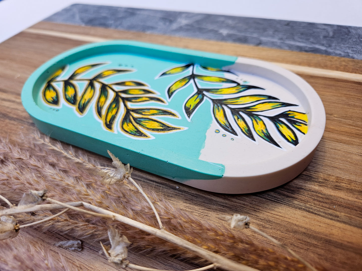 Hand Painted Eco Trinket Dish - Vibrant Leaves