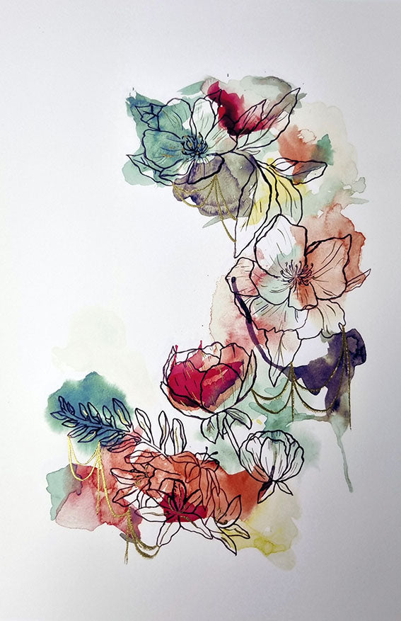 Enchant (Inky Florals) Hand Finished Giclée Print