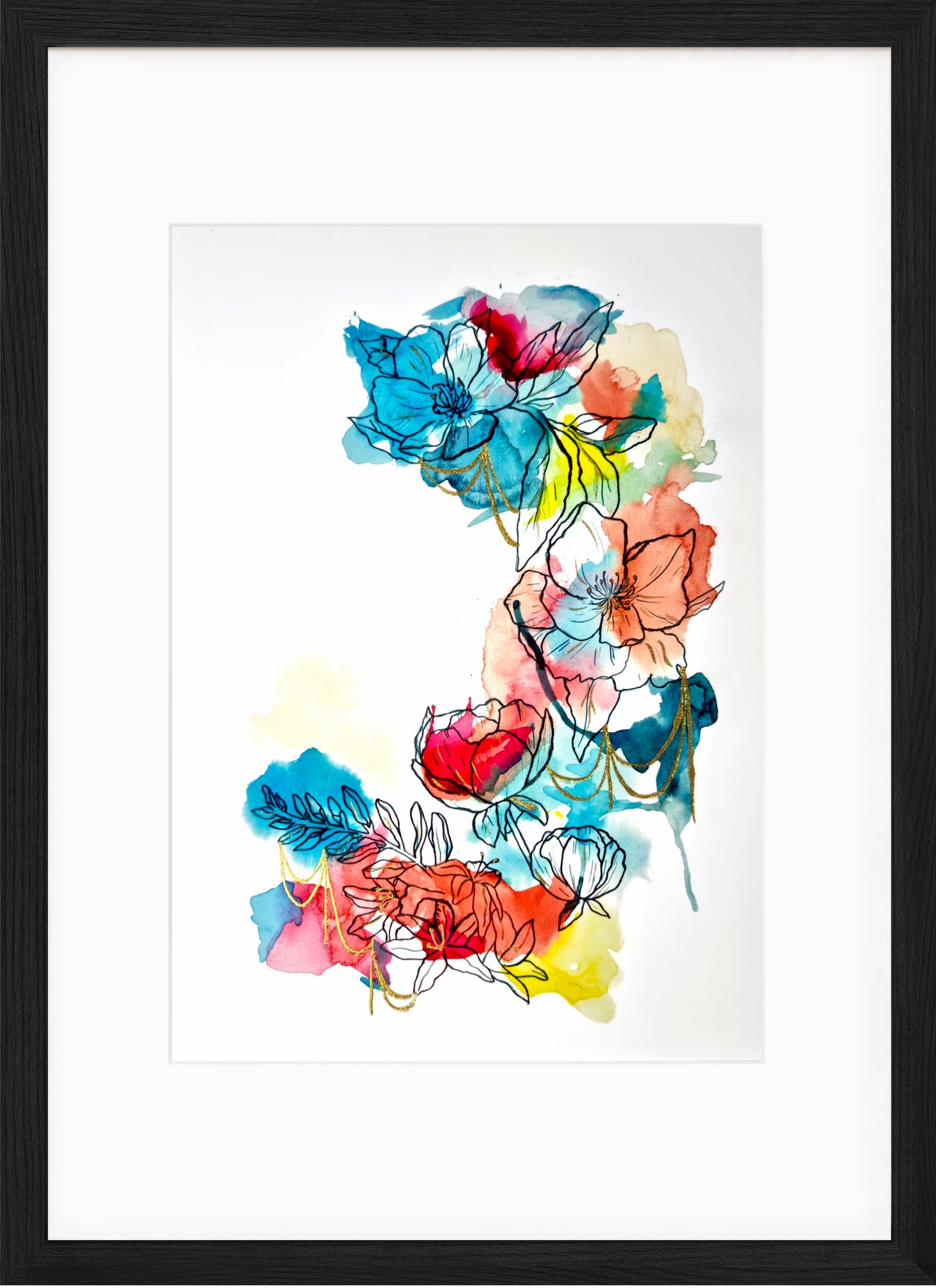 Vibrance (Inky Florals) Hand Finished Giclée Print