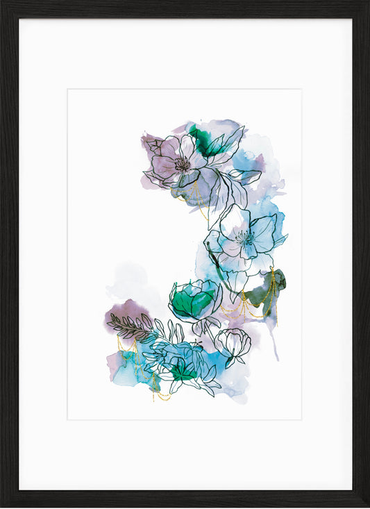 Tranquil (Inky Florals) Hand Finished Giclée Print