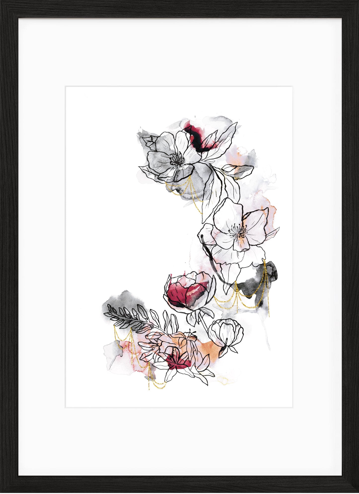 Ethereal (Inky Florals) Hand Finished Giclée Print