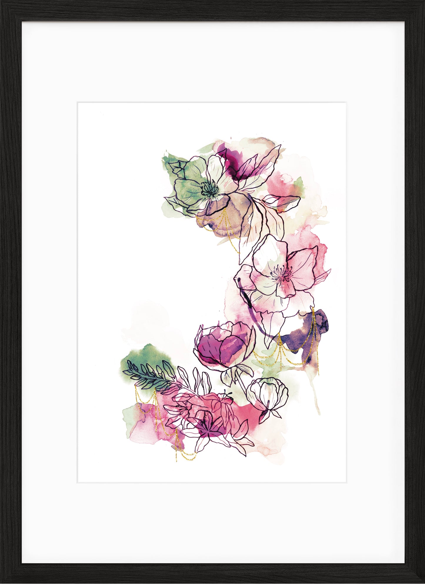 Majestic (Inky Florals) Hand Finished Giclée Print