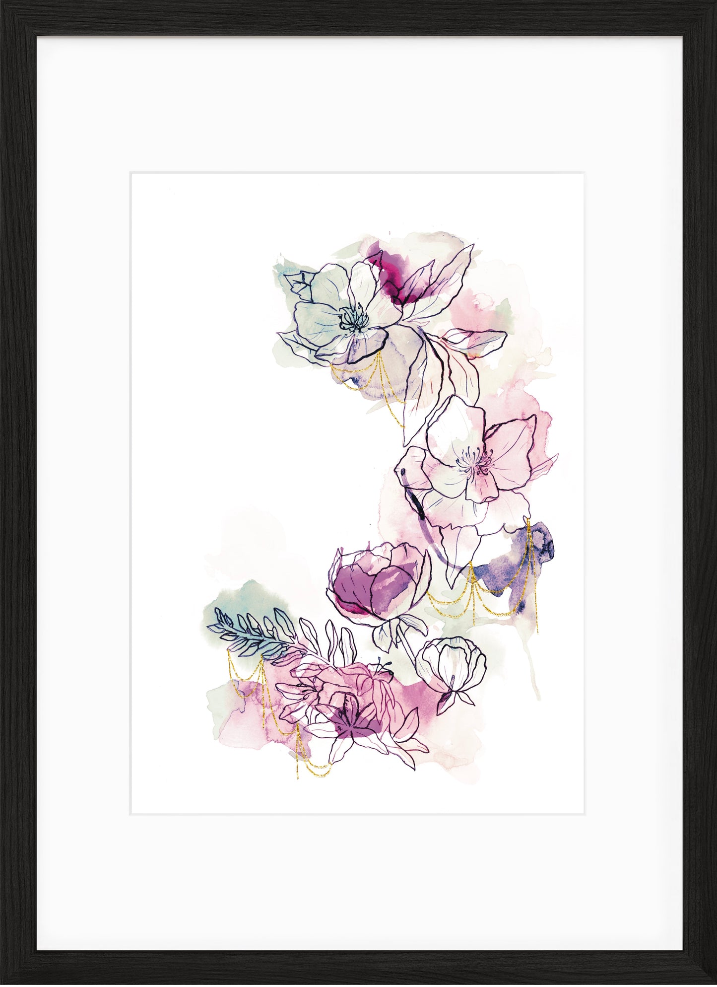 Delight (Inky Florals) Hand Finished Giclée Print