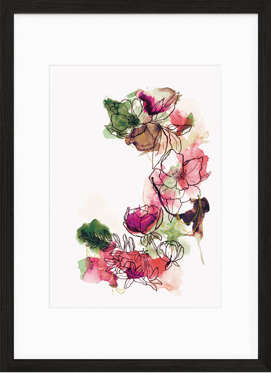 Allure (Inky Florals)  Hand Finished Giclée Print