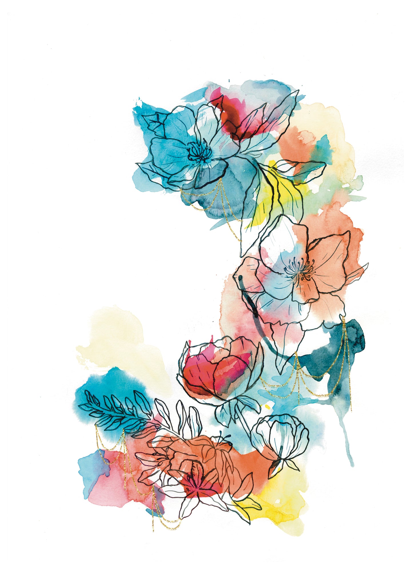 Vibrance (Inky Florals) Hand Finished Giclée Print