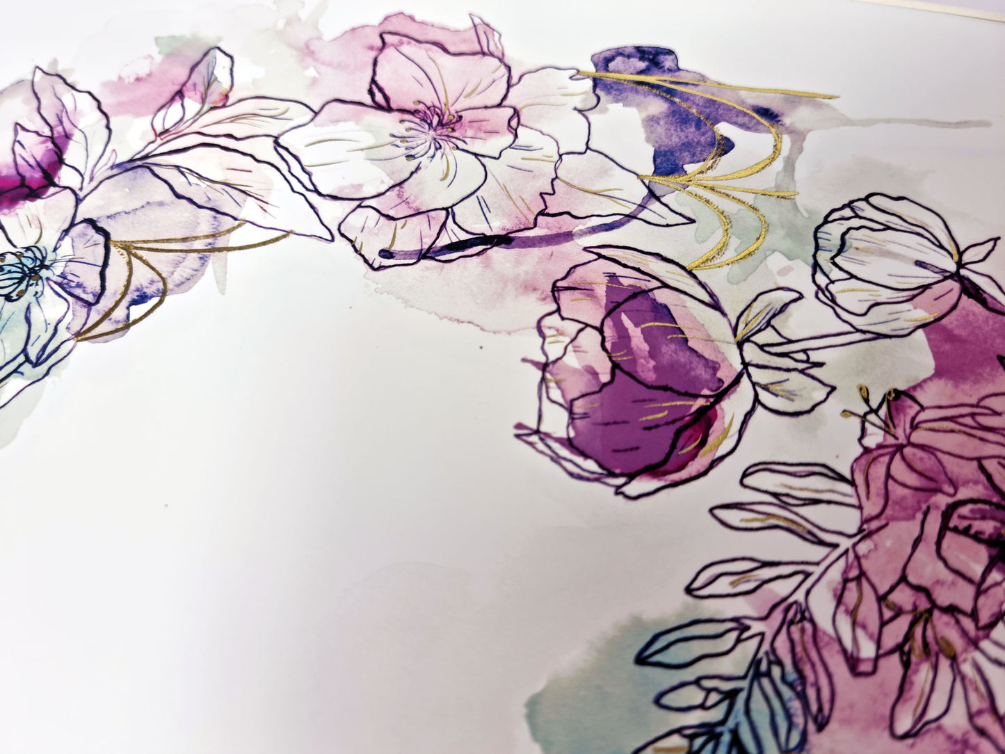 Delight (Inky Florals) Hand Finished Giclée Print