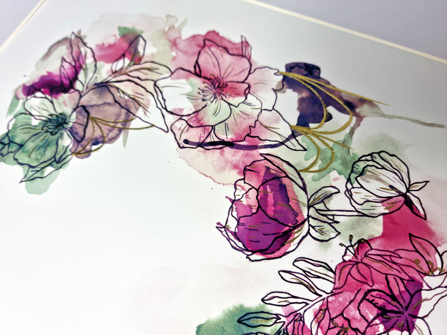 Majestic (Inky Florals) Hand Finished Giclée Print