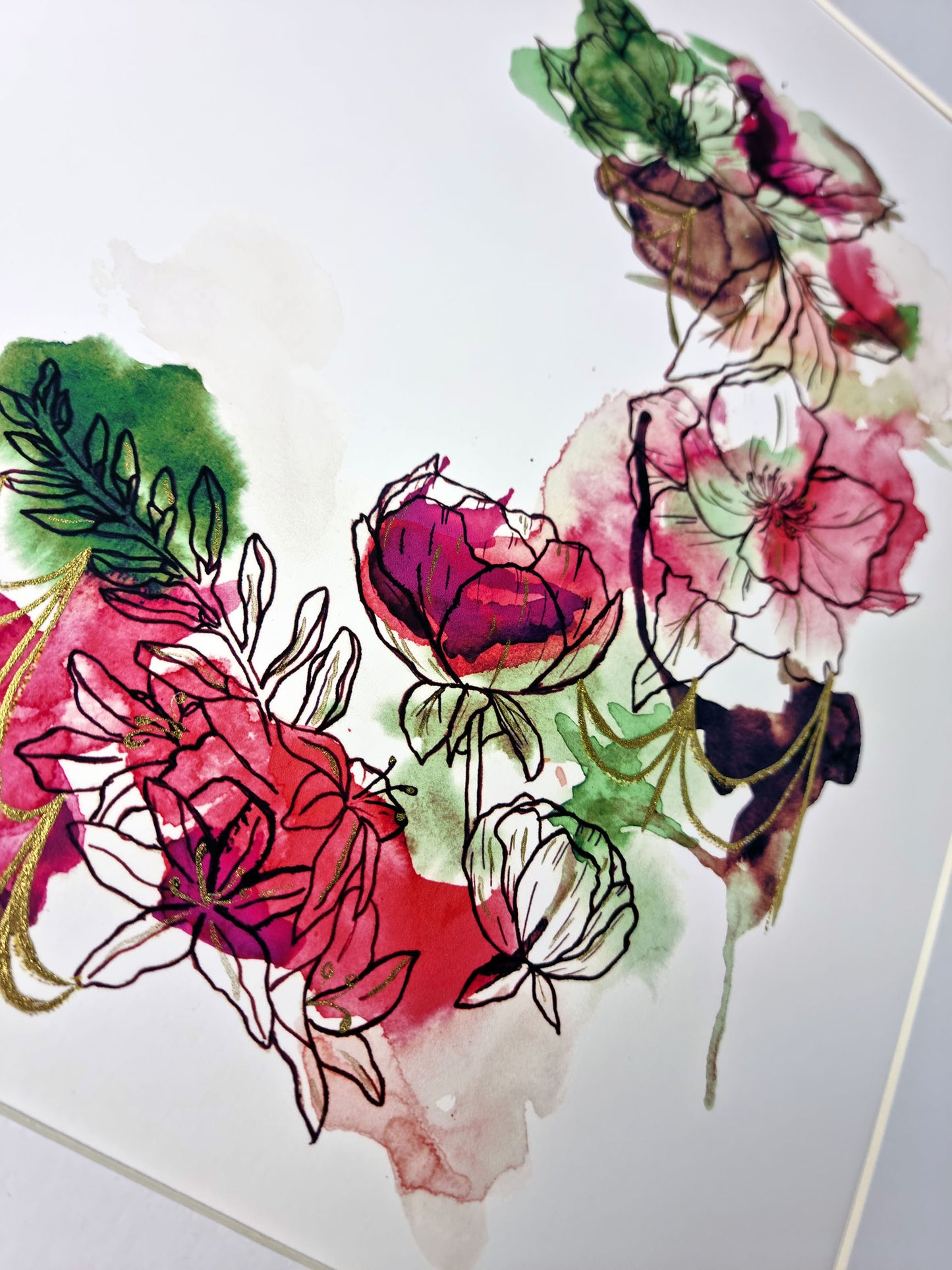 Allure (Inky Florals)  Hand Finished Giclée Print