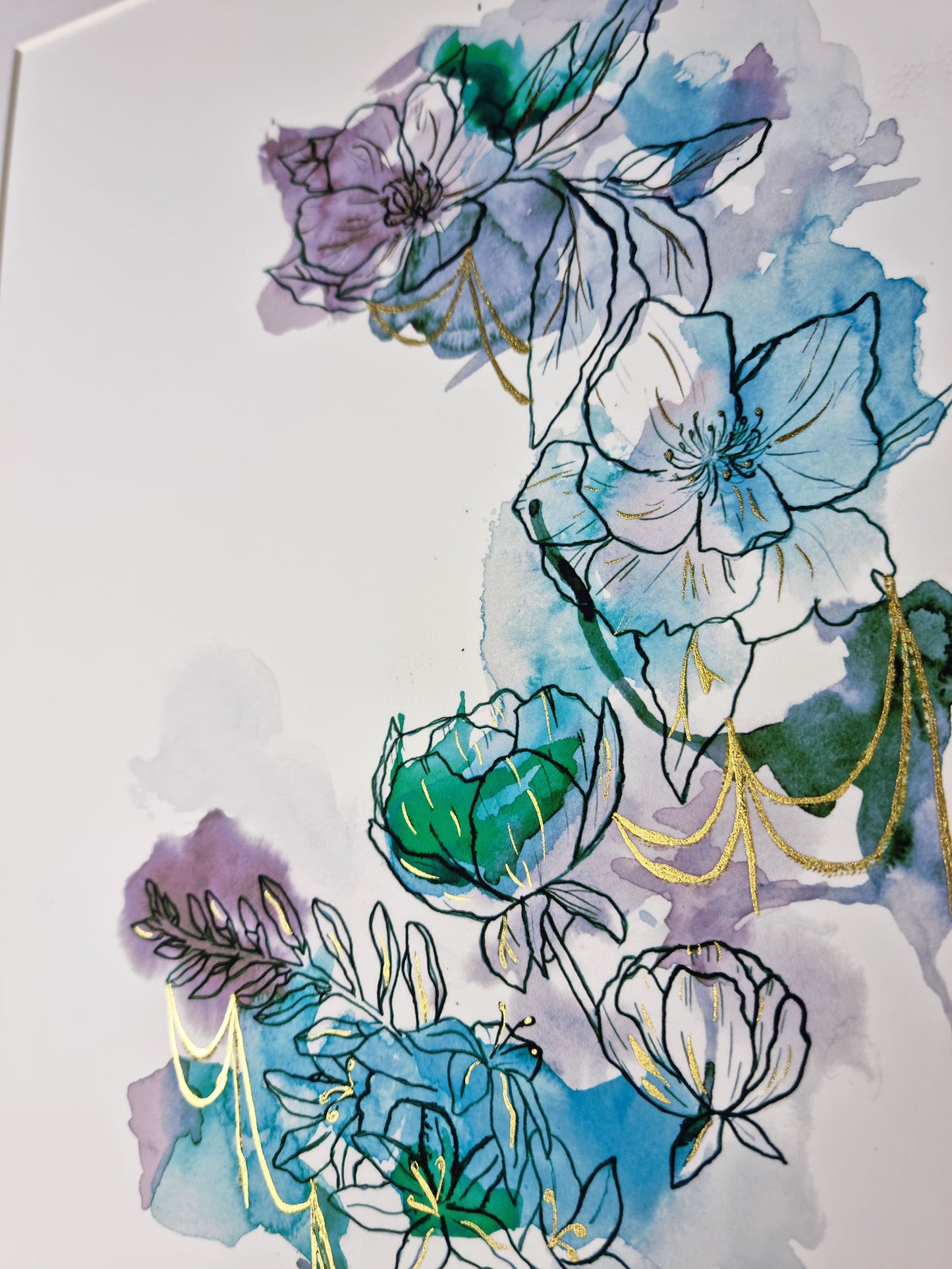 Tranquil (Inky Florals) Hand Finished Giclée Print