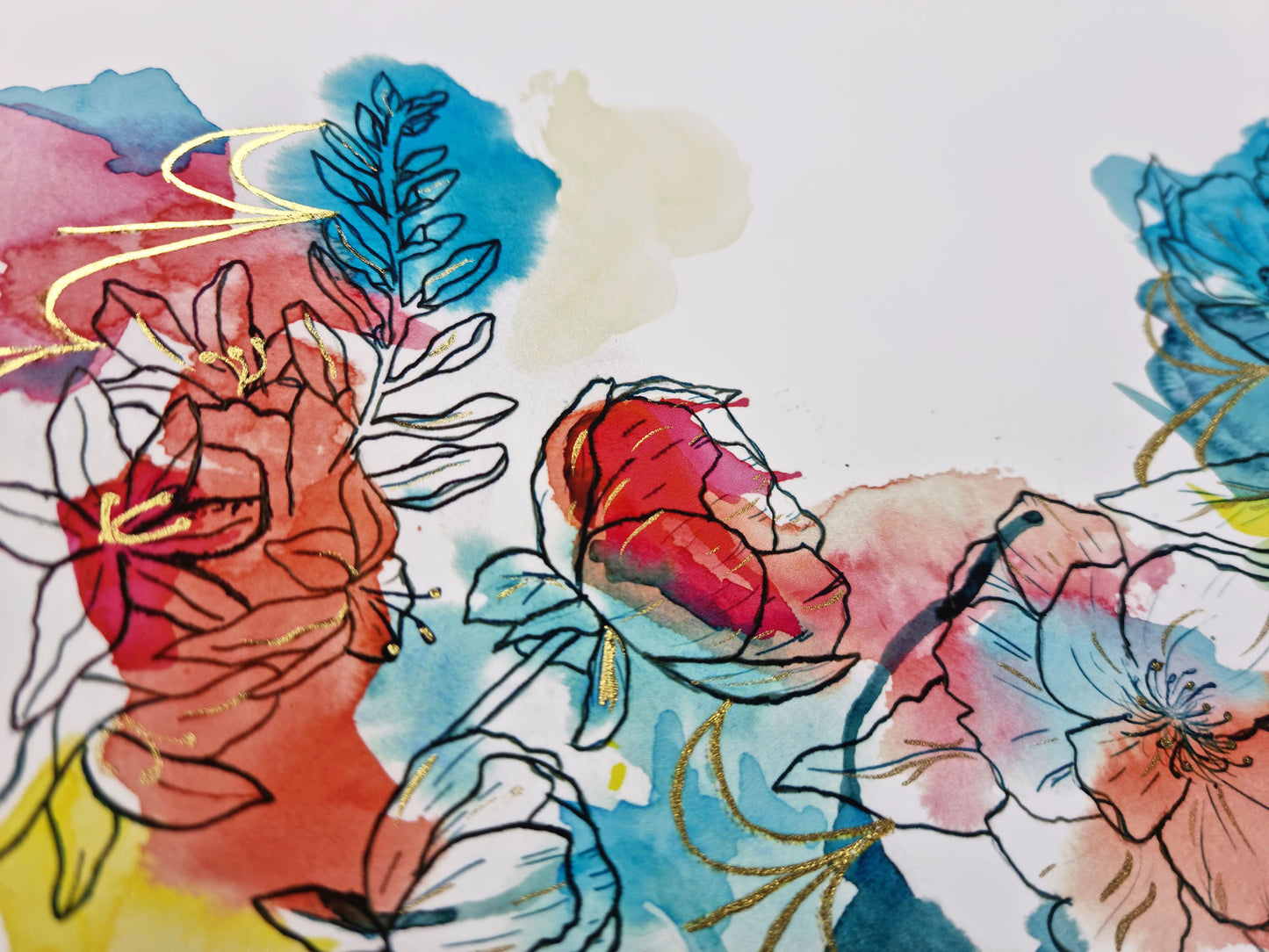 Vibrance (Inky Florals) Hand Finished Giclée Print