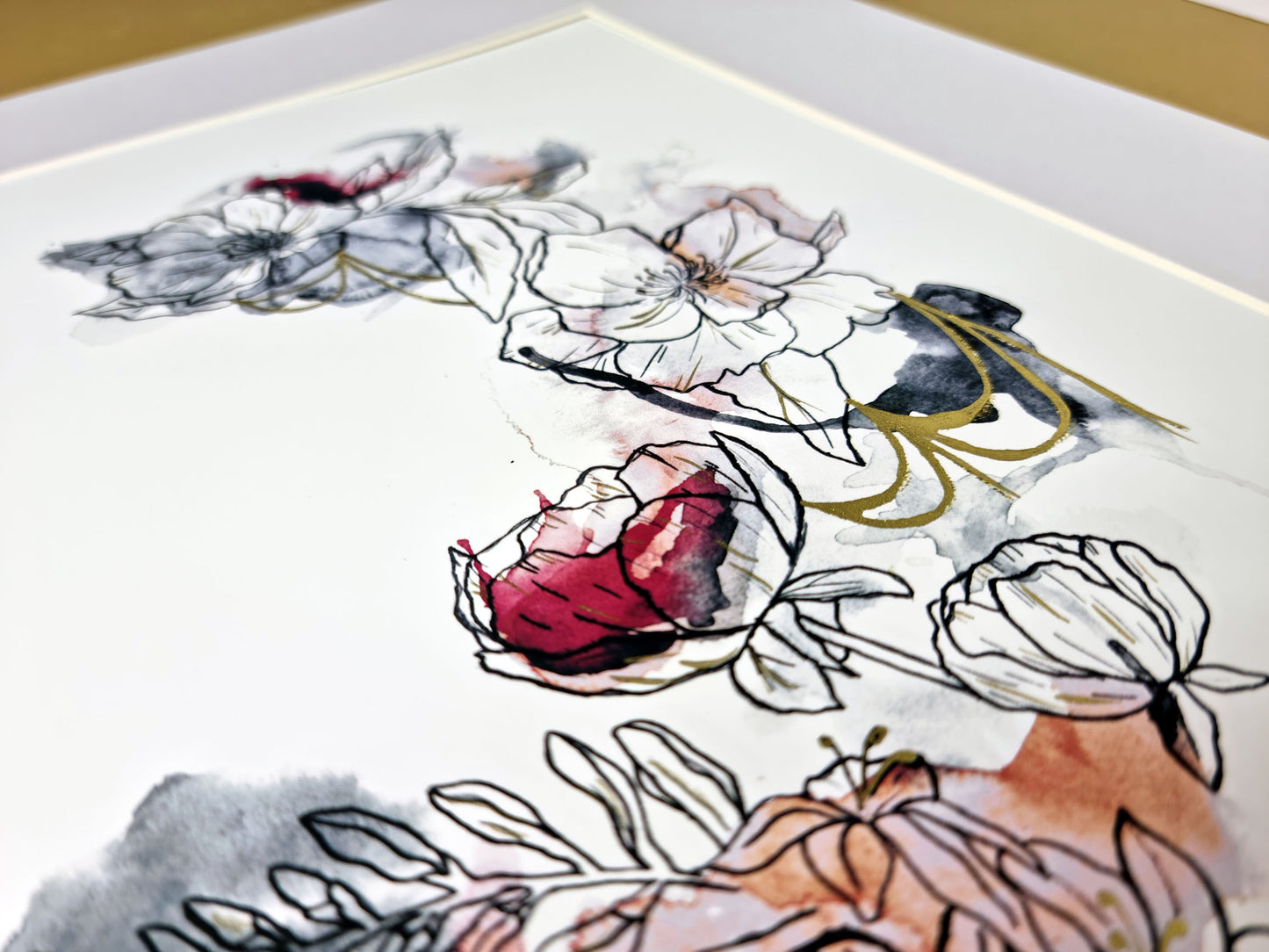 Ethereal (Inky Florals) Hand Finished Giclée Print