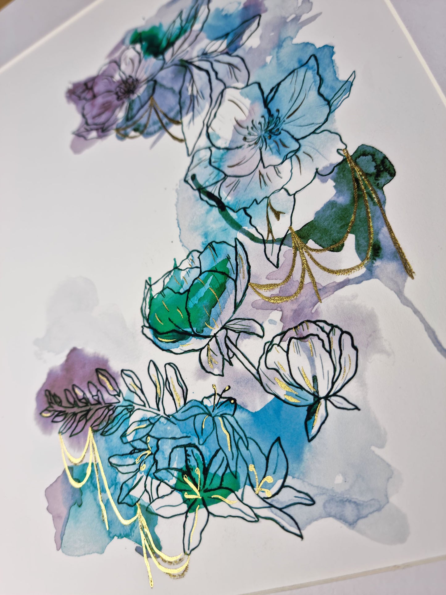 Tranquil (Inky Florals) Hand Finished Giclée Print