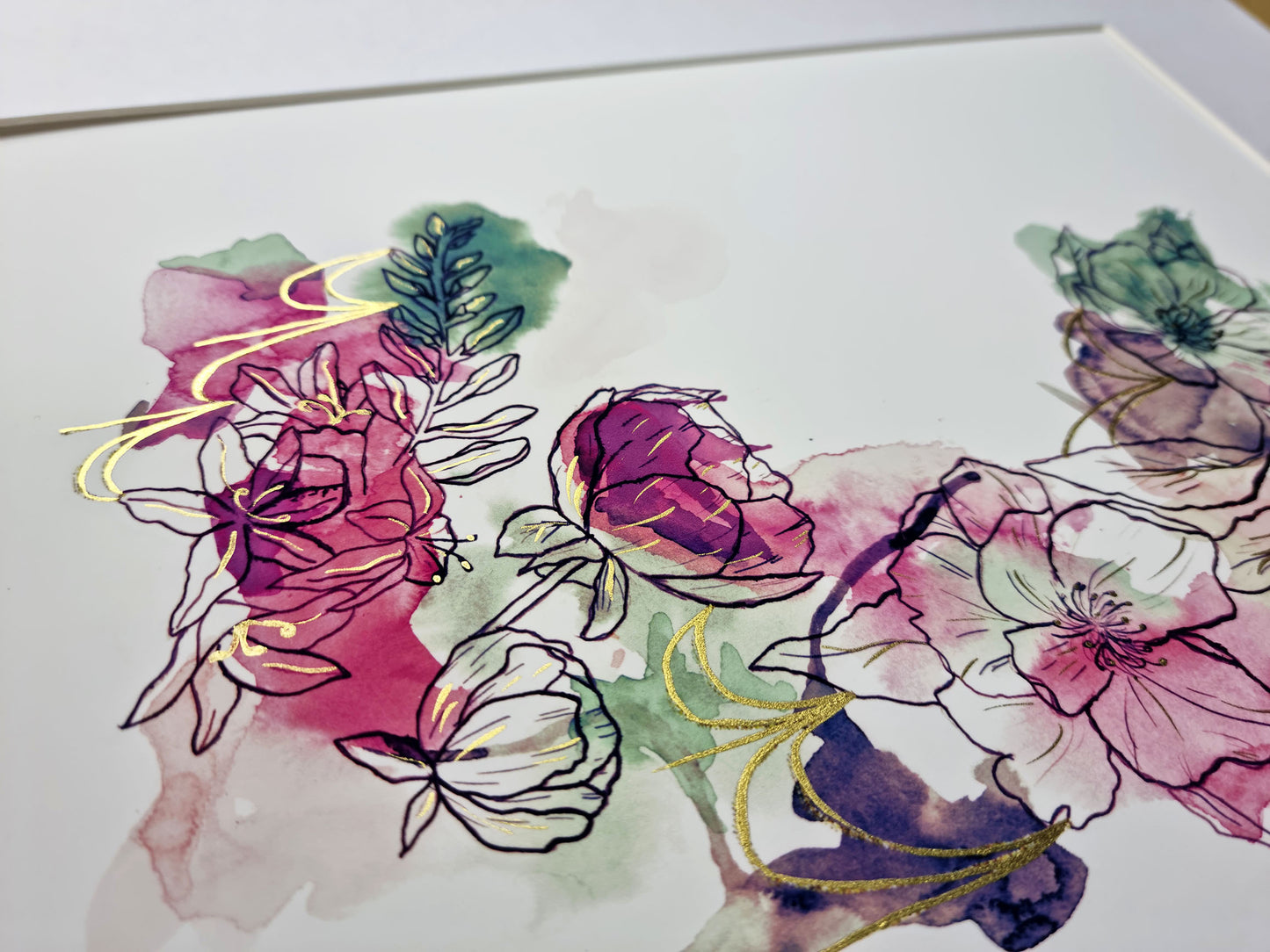 Majestic (Inky Florals) Hand Finished Giclée Print