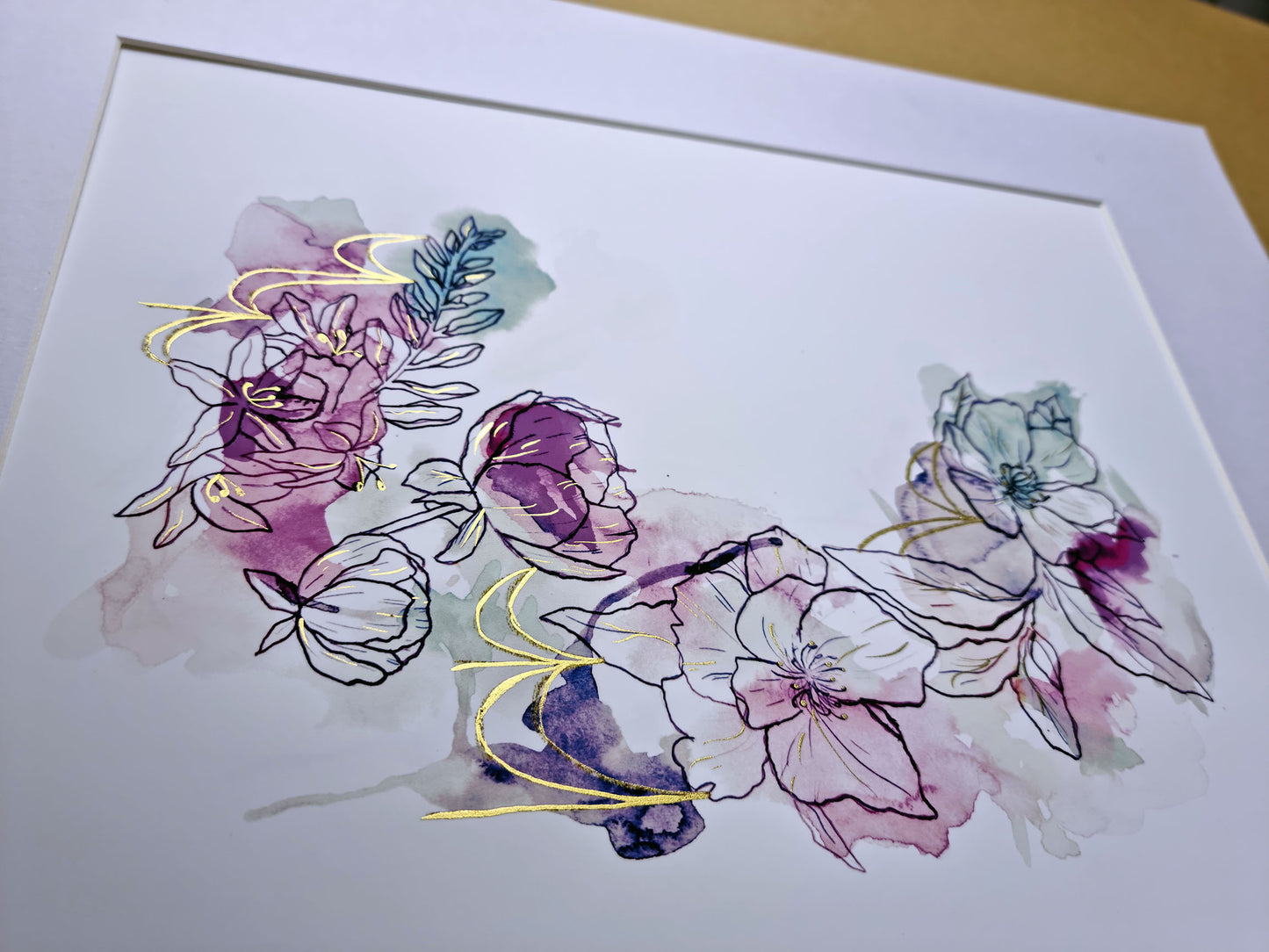 Delight (Inky Florals) Hand Finished Giclée Print