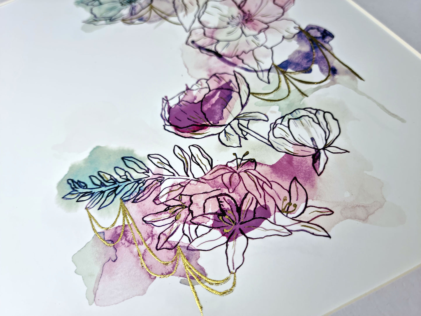 Delight (Inky Florals) Hand Finished Giclée Print