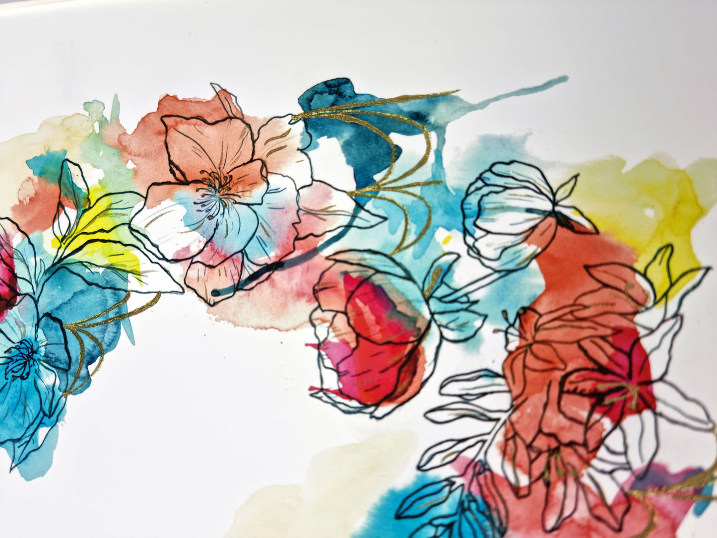 Vibrance (Inky Florals) Hand Finished Giclée Print