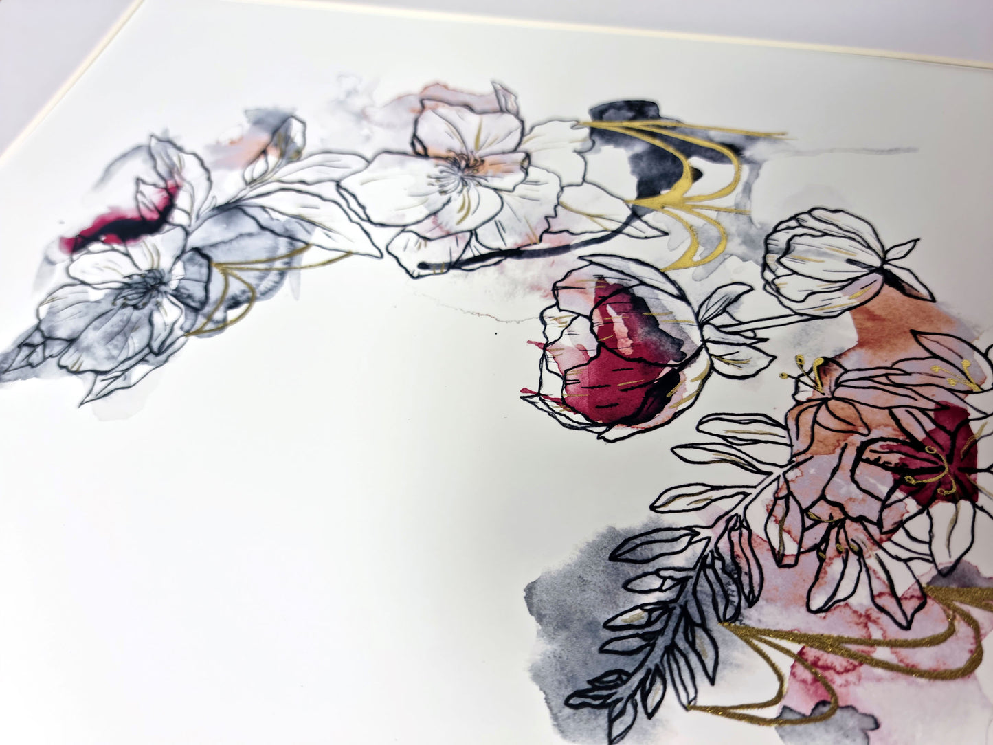 Ethereal (Inky Florals) Hand Finished Giclée Print