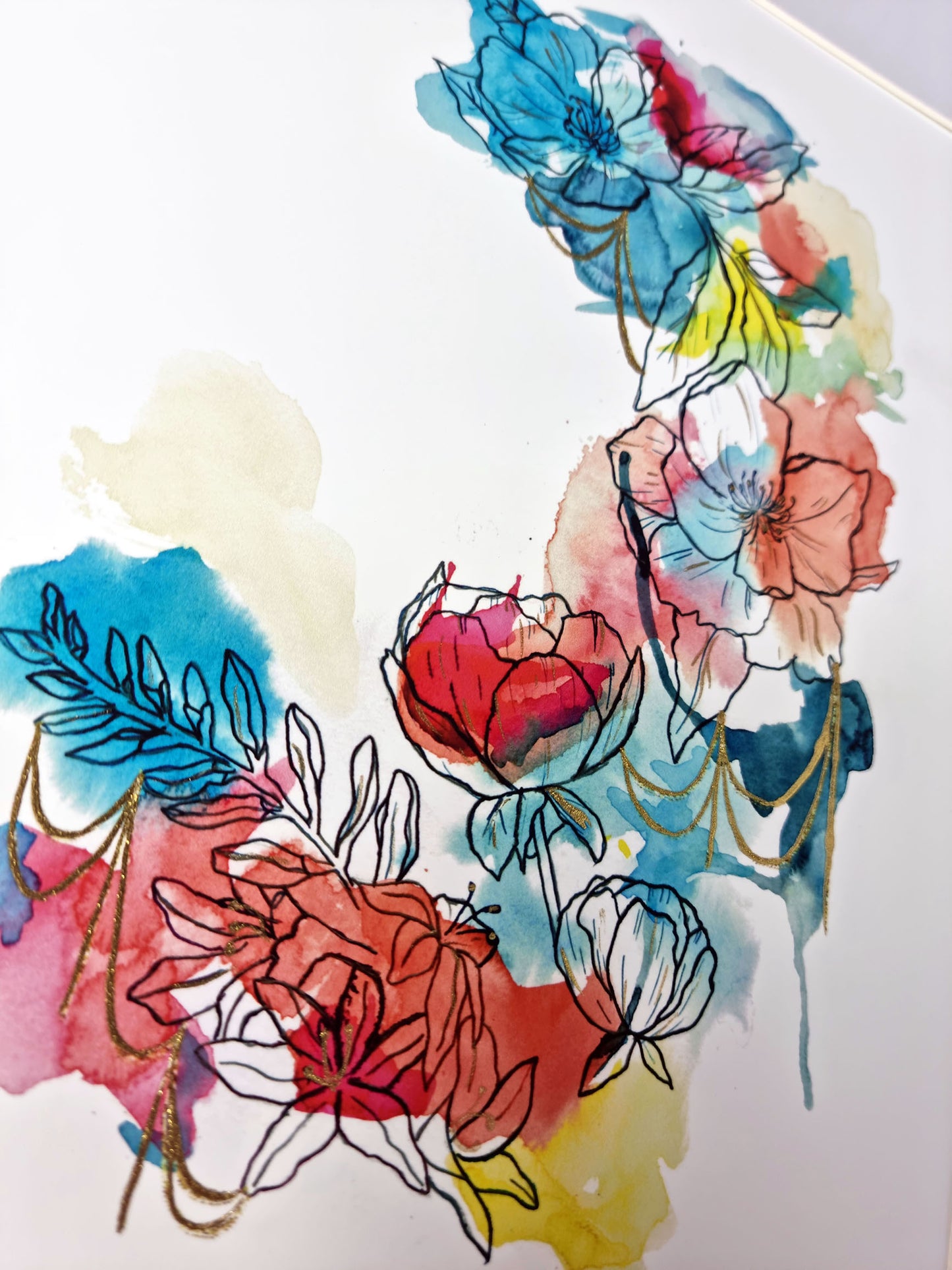 Vibrance (Inky Florals) Hand Finished Giclée Print