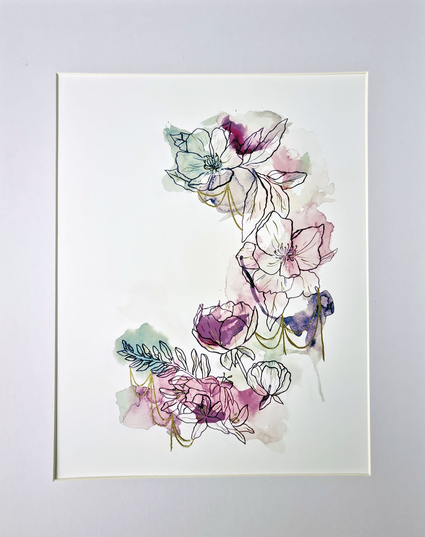 Delight (Inky Florals) Hand Finished Giclée Print