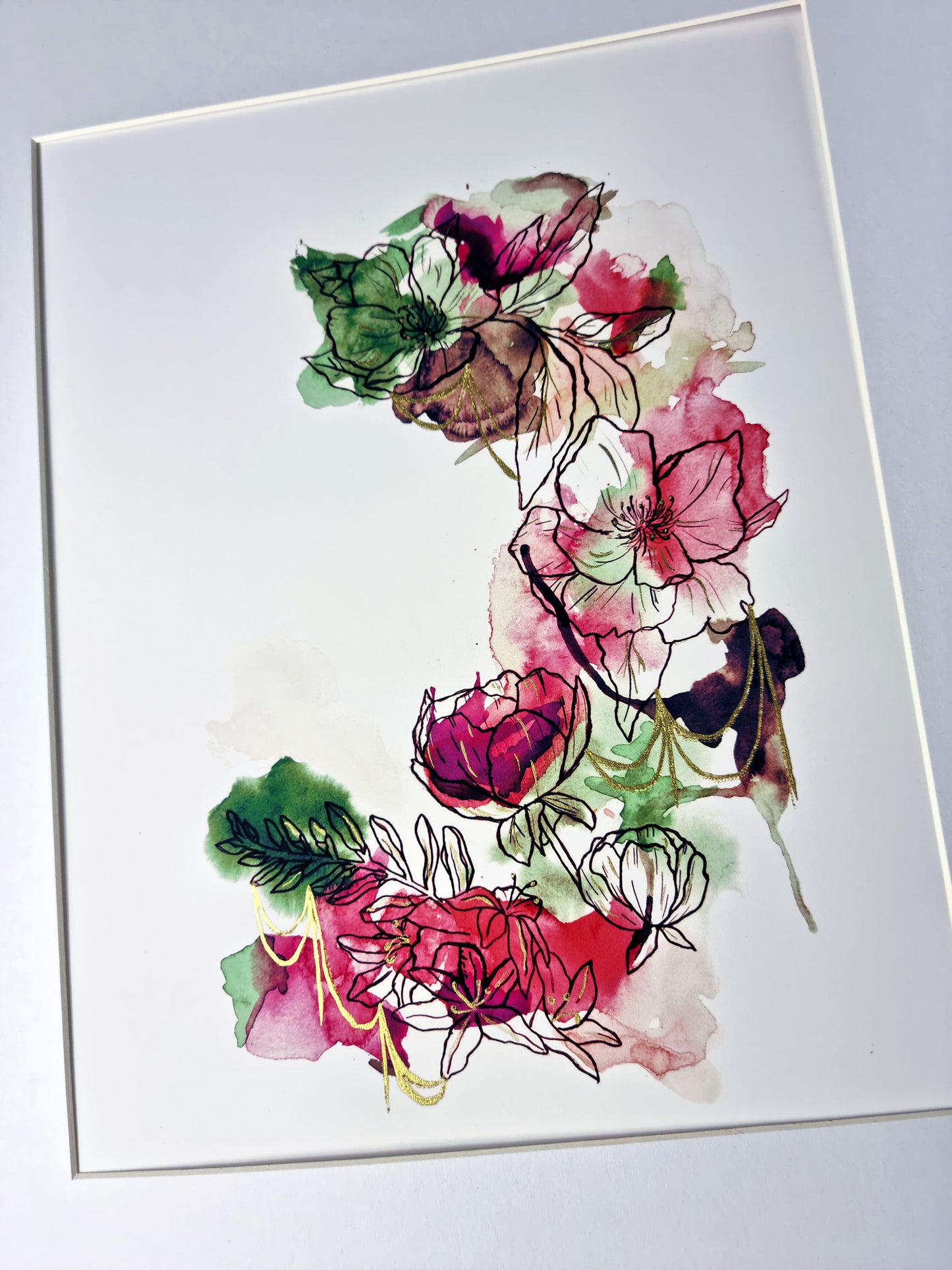 Allure (Inky Florals)  Hand Finished Giclée Print