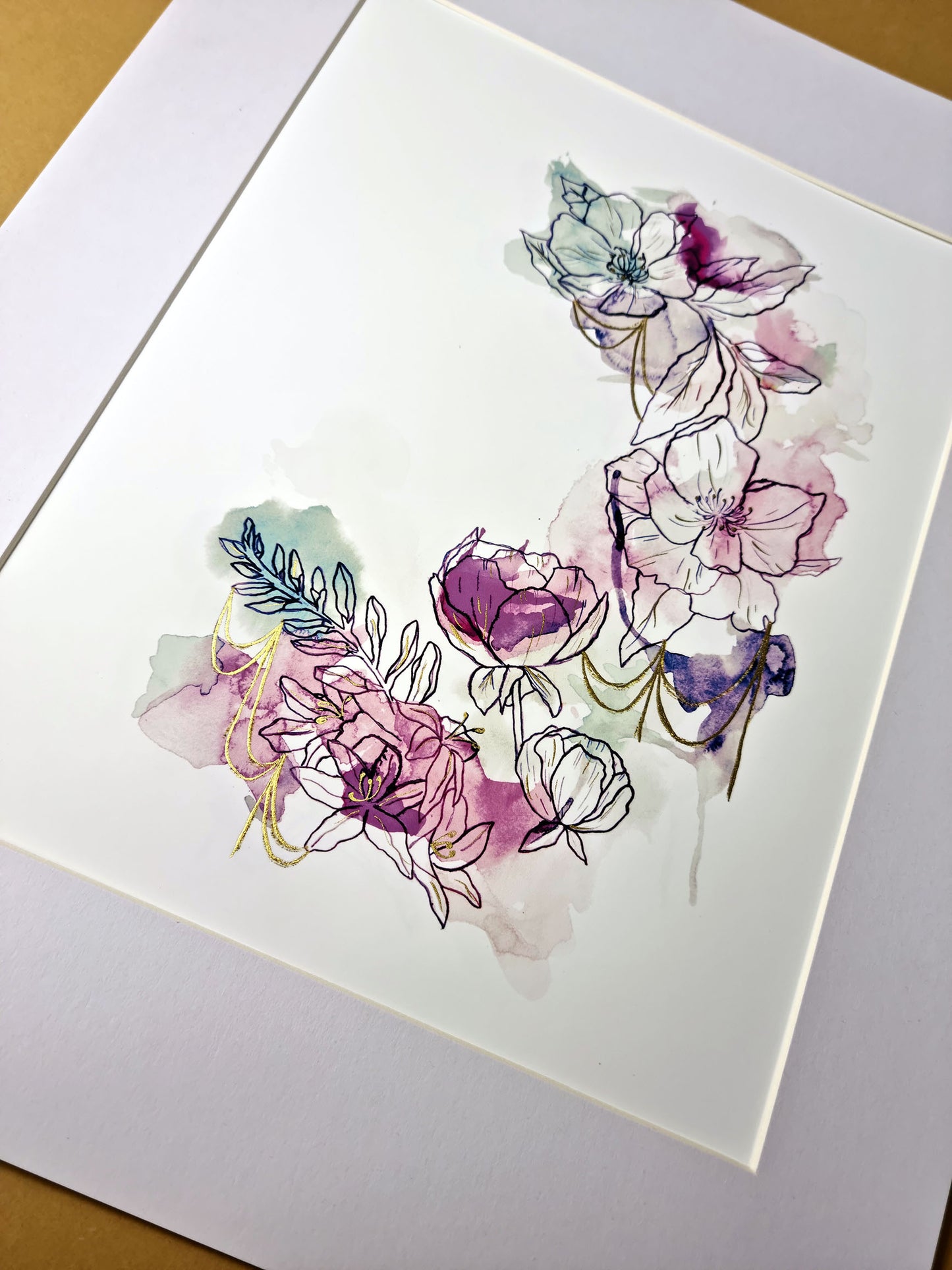 Delight (Inky Florals) Hand Finished Giclée Print