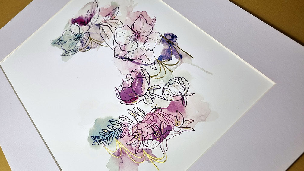 Delight (Inky Florals) Hand Finished Giclée Print