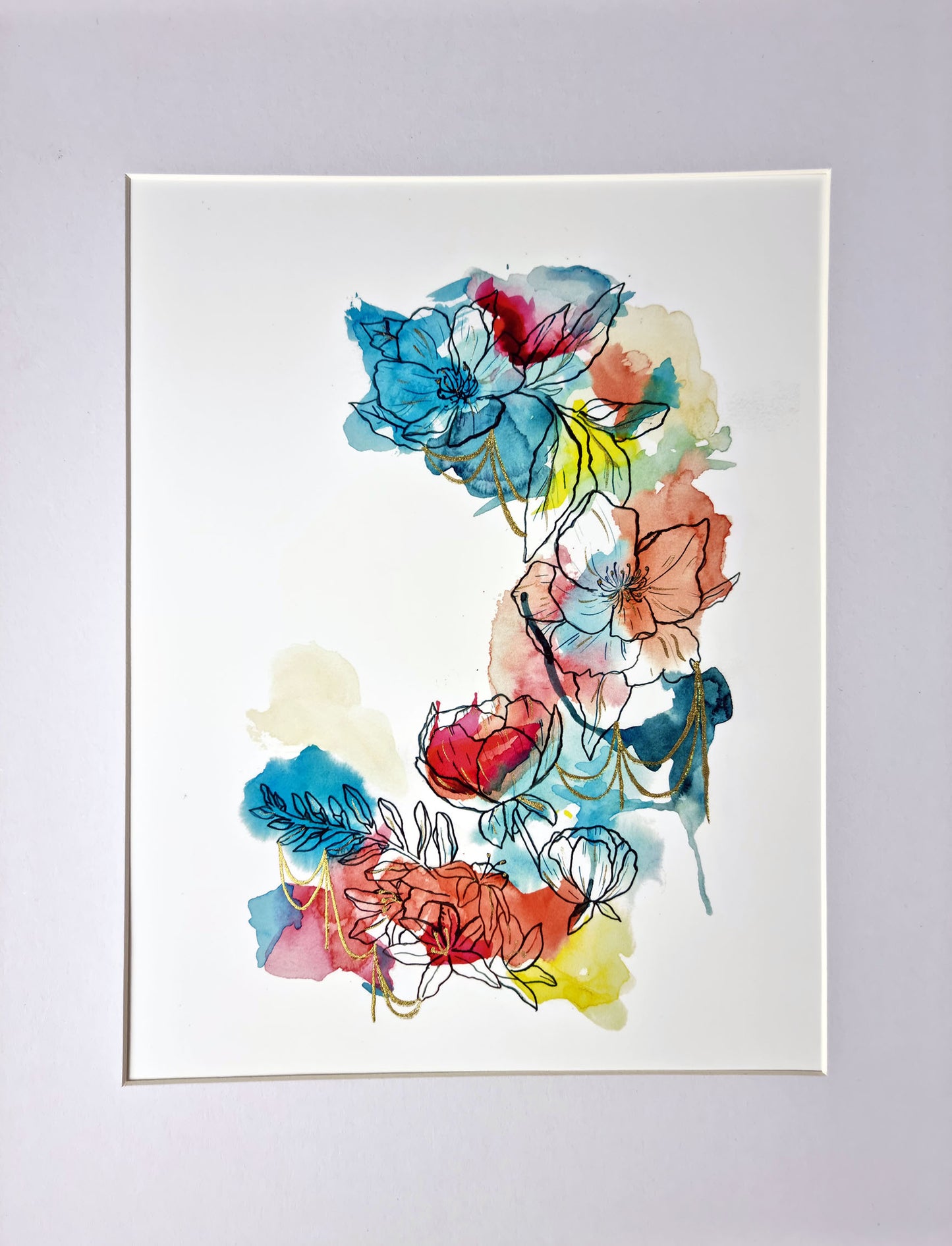 Vibrance (Inky Florals) Hand Finished Giclée Print