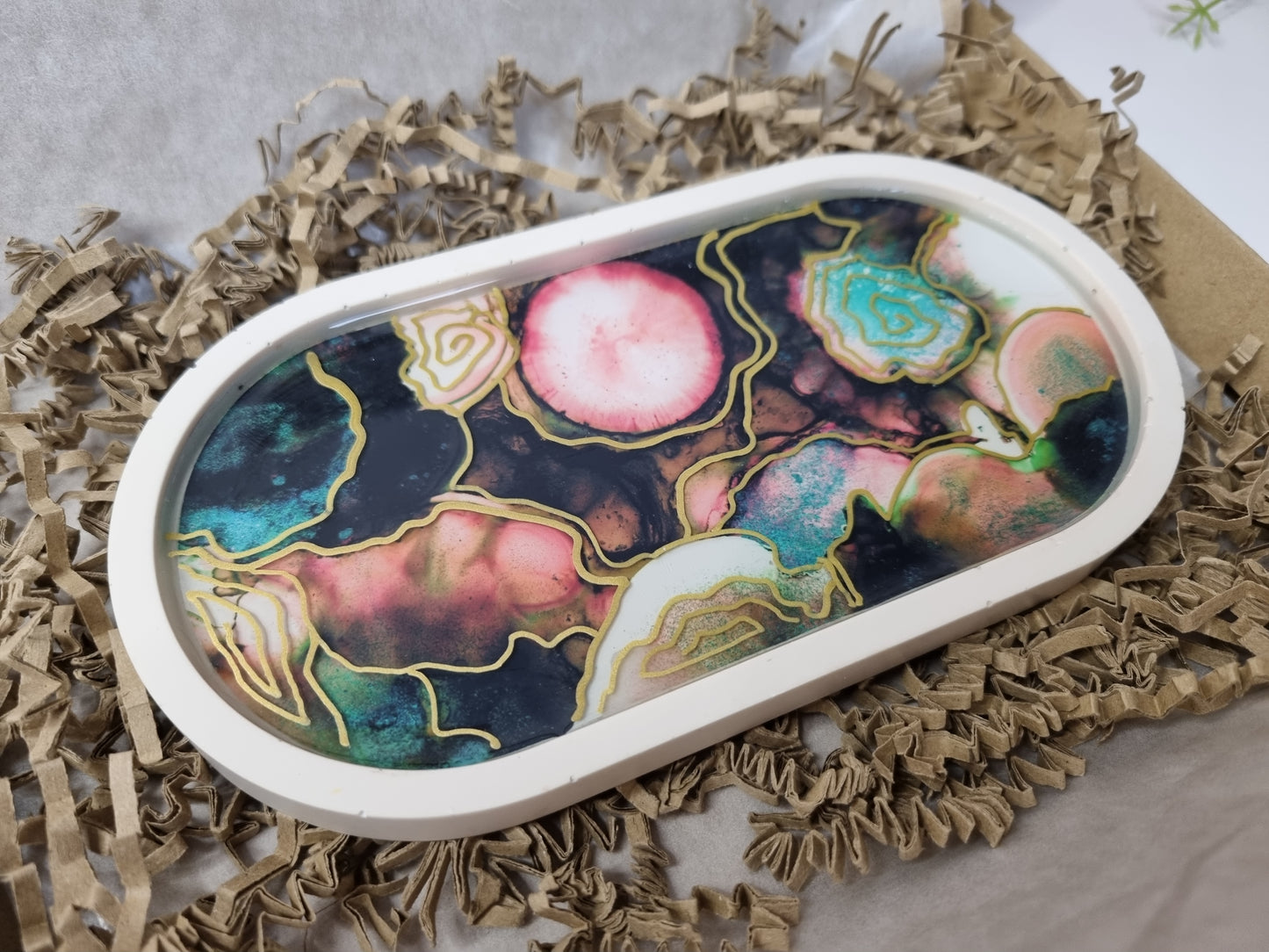 Glossy Luxe Trinket Dish - Inky Pools II